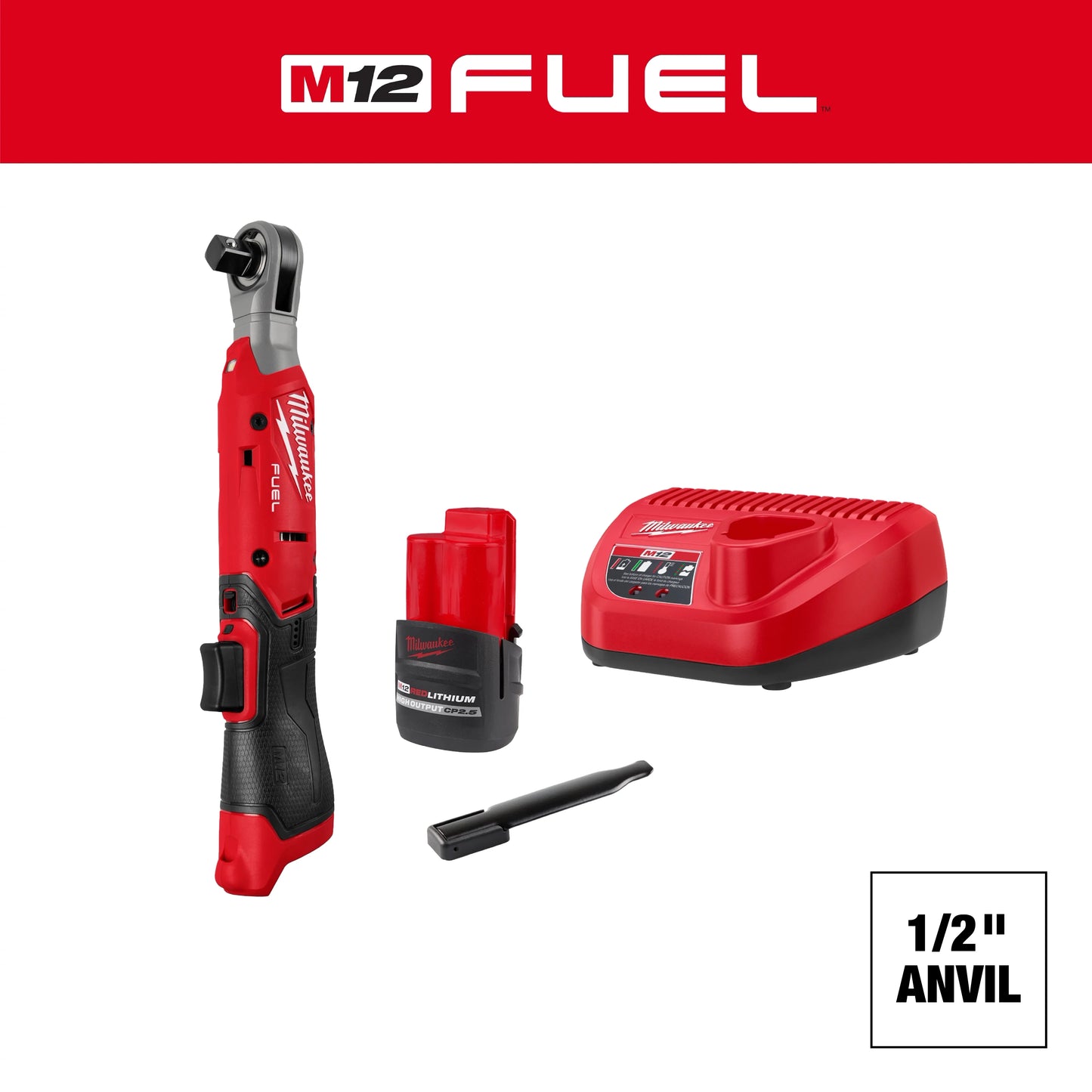 Milwaukee Tool 3054-21 M12 FUEL™ 1/2" Ratchet Kit, 1 ST