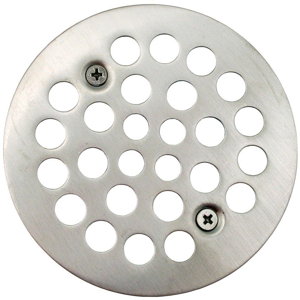 Jones Stephens D4110BN Brushed Nickel 4-1/4" Strainer with Screws for Fiberglass Shower Stall