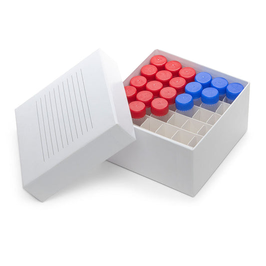 Globe Scientific 3097 Freezing Box 3" Cardboard 36-Place (6x6 format) fits Diamond Midi 5.0mL Snap Cap and Screw Cap Tubes White
