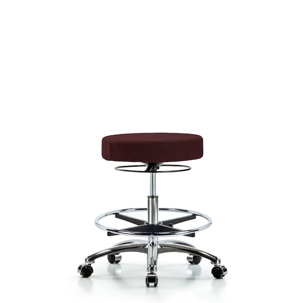 Blue Ridge Ergonomics FMBCH-CR-T0-A0-NF-CC-F41 Rutledge Fabric Chair Chrome - Medium Bench Height with Casters in Burgundy Fabric