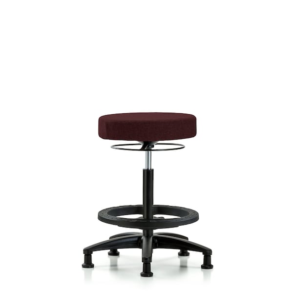Blue Ridge Ergonomics VMBSO-RG-BF-RC-8613 Rutledge Vinyl Stool without Back - Medium Bench Height with Black Foot Ring & Casters in Orange Kist Trailblazer™ Vinyl