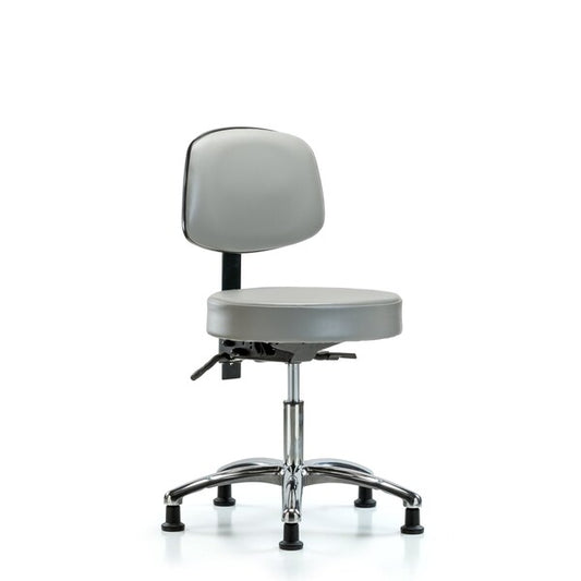 Blue Ridge Ergonomics VDHST-CR-T1-RG-8840 Rutledge Vinyl Stool with Back Chrome - Desk Height with Seat Tilt & Stationary Glides in Sterling Supernova™ Vinyl