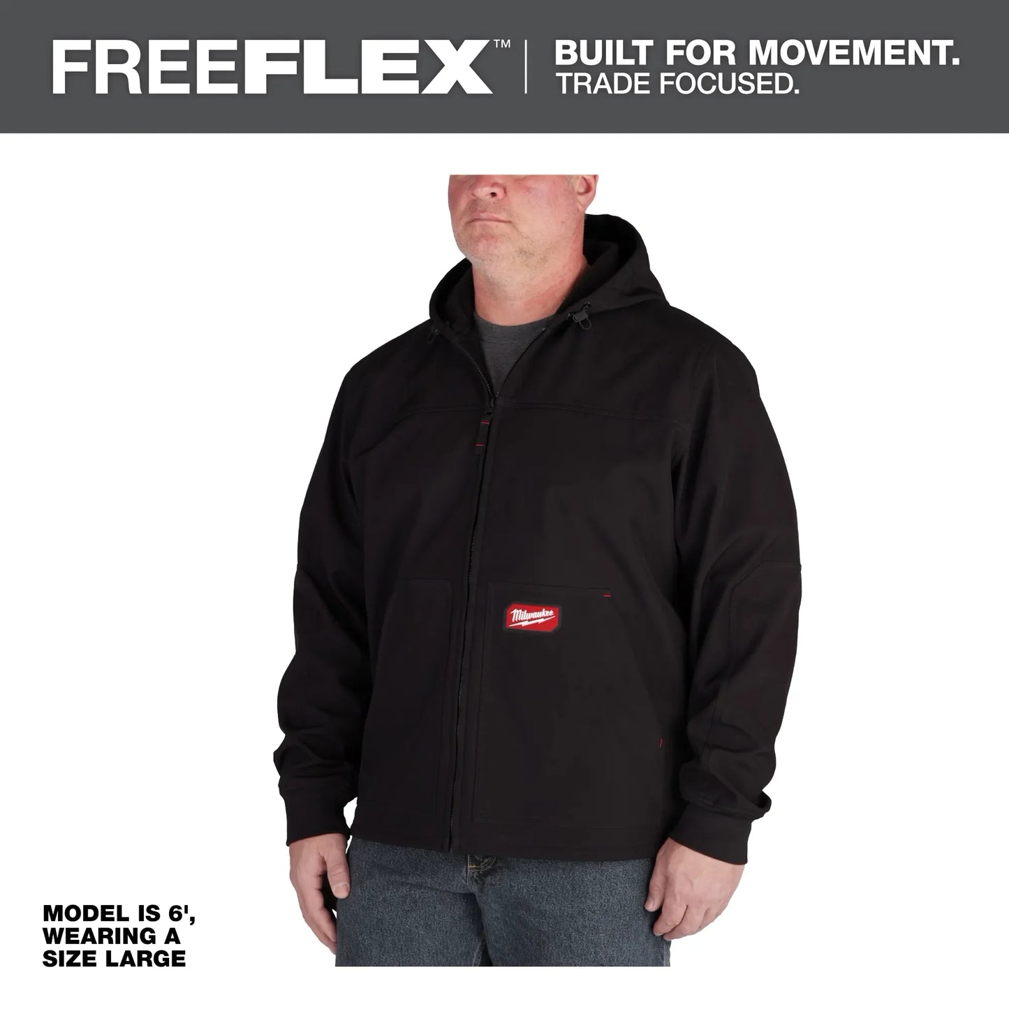 Milwaukee Tool 312B-XL Black FREEFLEX Softshell Hooded Jacket (XL), 1 EA