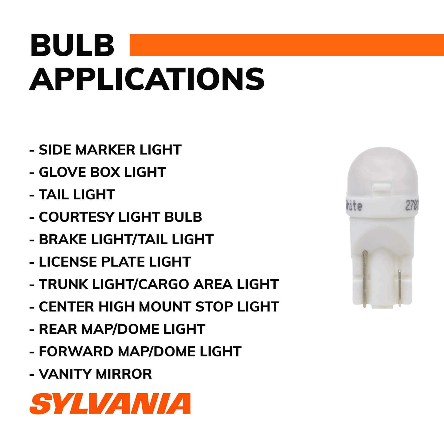 Sylvania Automotive 31325 Sylvania 168 White Syl Led Mini Bulb, 2 Pack