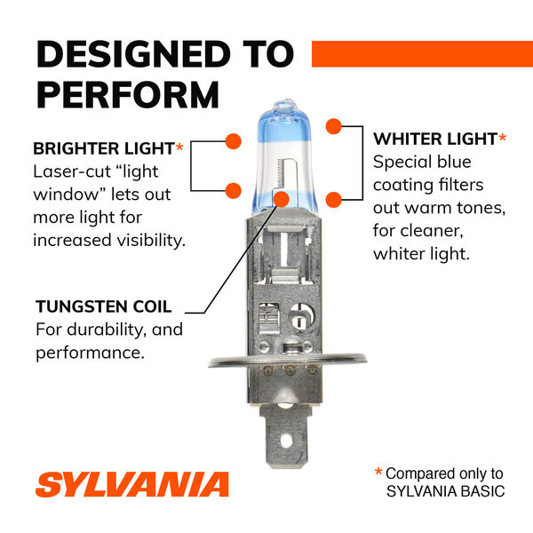 Sylvania H1 Silverstar Ultra Halogen Headlight Bulb, 2 Pack