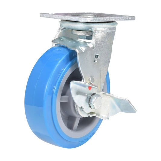 Vestil CST-KB-6X2PUP-SWB Polyurethane Swivel With Brake Caster 6 In. Diameter x 2 In. Width 903 lb Light Blue/Gray