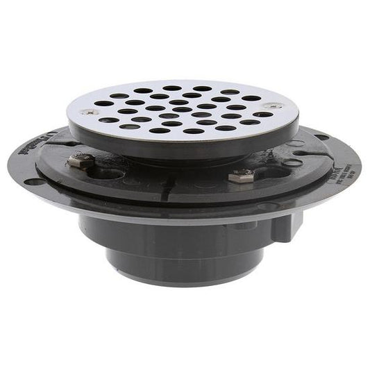 Jones Stephens D50PLP 2” x 3” PVC Perfect Low Profile Drain with 2” PVC Spud and Round Stainless Steel Strainer