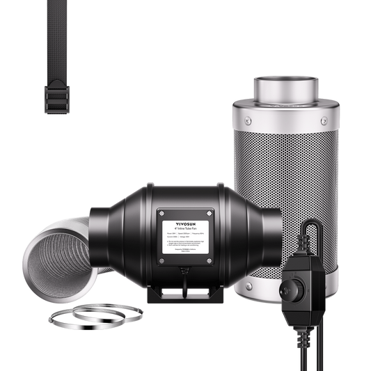 Vivosun Air Filtration Kit R4 4', Inline Fan R4 with Variable Speed Controller, Carbon Filter & Ducting Combo