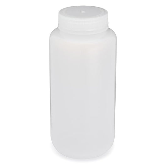 Globe Scientific 7021000 Bottle Wide Mouth LDPE Bottle Attached PP Screw Cap 1000mL 12/Pack