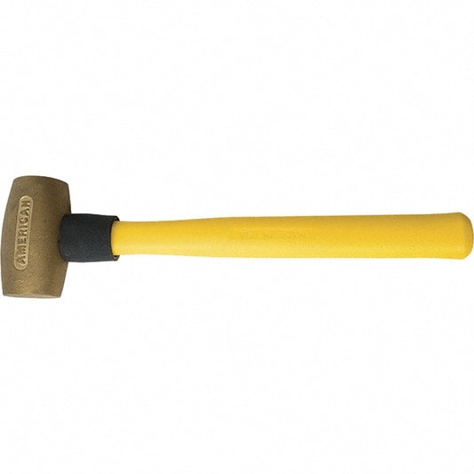 American Hammer AM35BRFG Dead Blow Hammer, 56 oz Head, 2" Face Dia, Brass Head