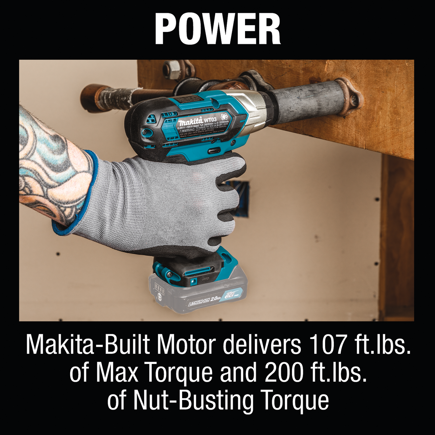 Makita WT03Z 12V max CXT® Lithium‘Ion Cordless 1/2" Sq. Drive Impact Wrench, Tool Only