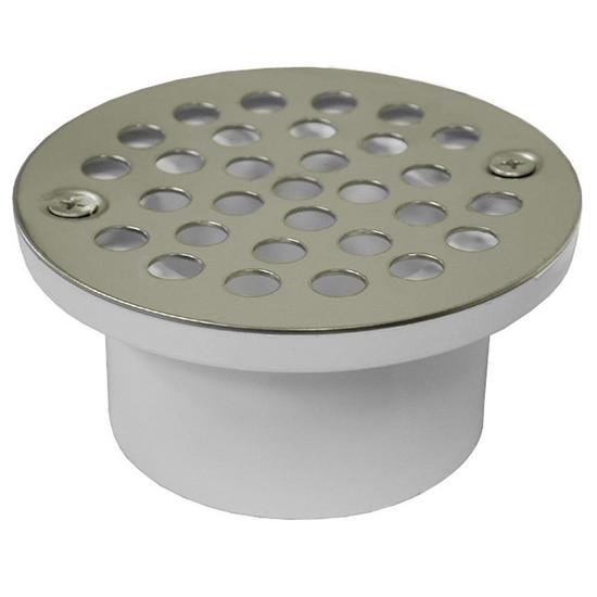 Jones Stephens D54013 2" x 3" General Purpose PVC Drain with 4-1/4" Nickel Bronze Round Strainer