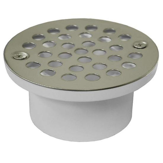 Jones Stephens D54013 2" x 3" General Purpose PVC Drain with 4-1/4" Nickel Bronze Round Strainer