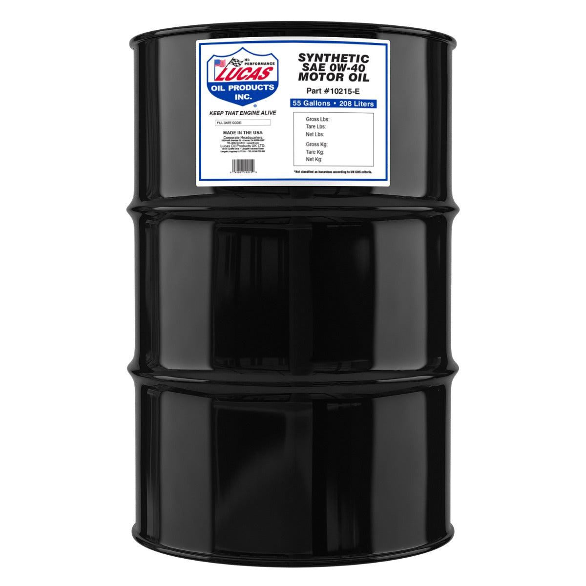 Lucas Oil 10215 Synthetic SAE 0W-40 European Formula Motor Oil/55 Gallon Drum