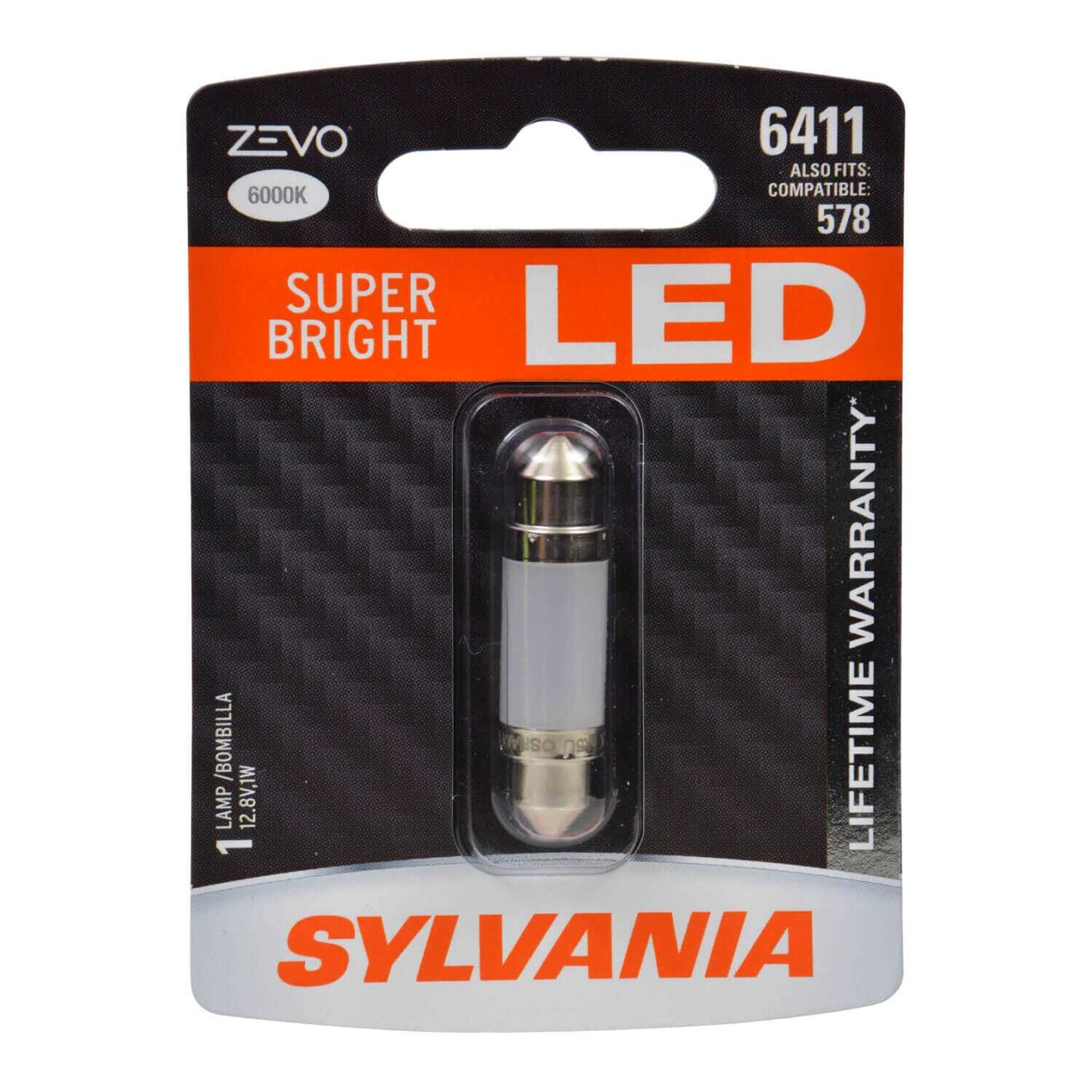 Sylvania Automotive 31894 Sylvania 6411 White Zevo Led Mini, 1 Pack