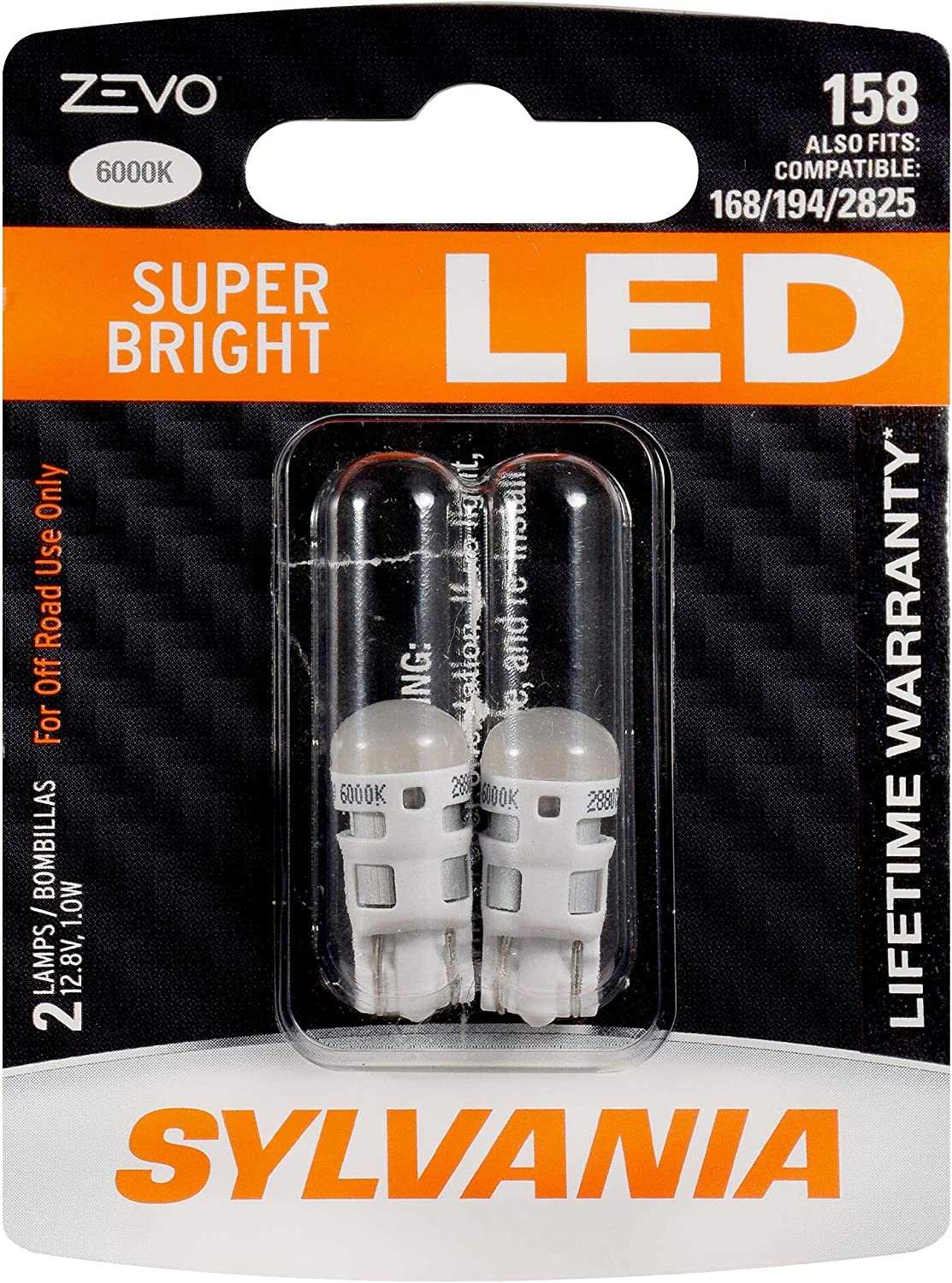 Sylvania Automotive 31904 Sylvania 158 White Zevo Led Mini, 2 Pack