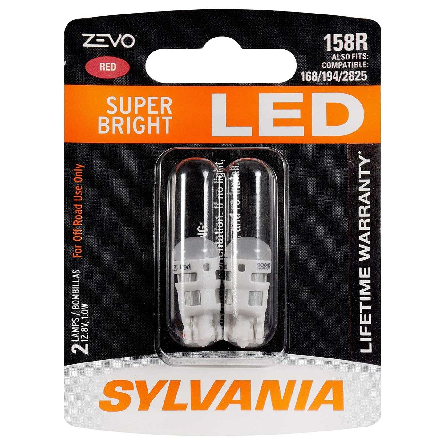 Sylvania Automotive 31908 Sylvania 158R Red Zevo Led Mini, 2 Pack