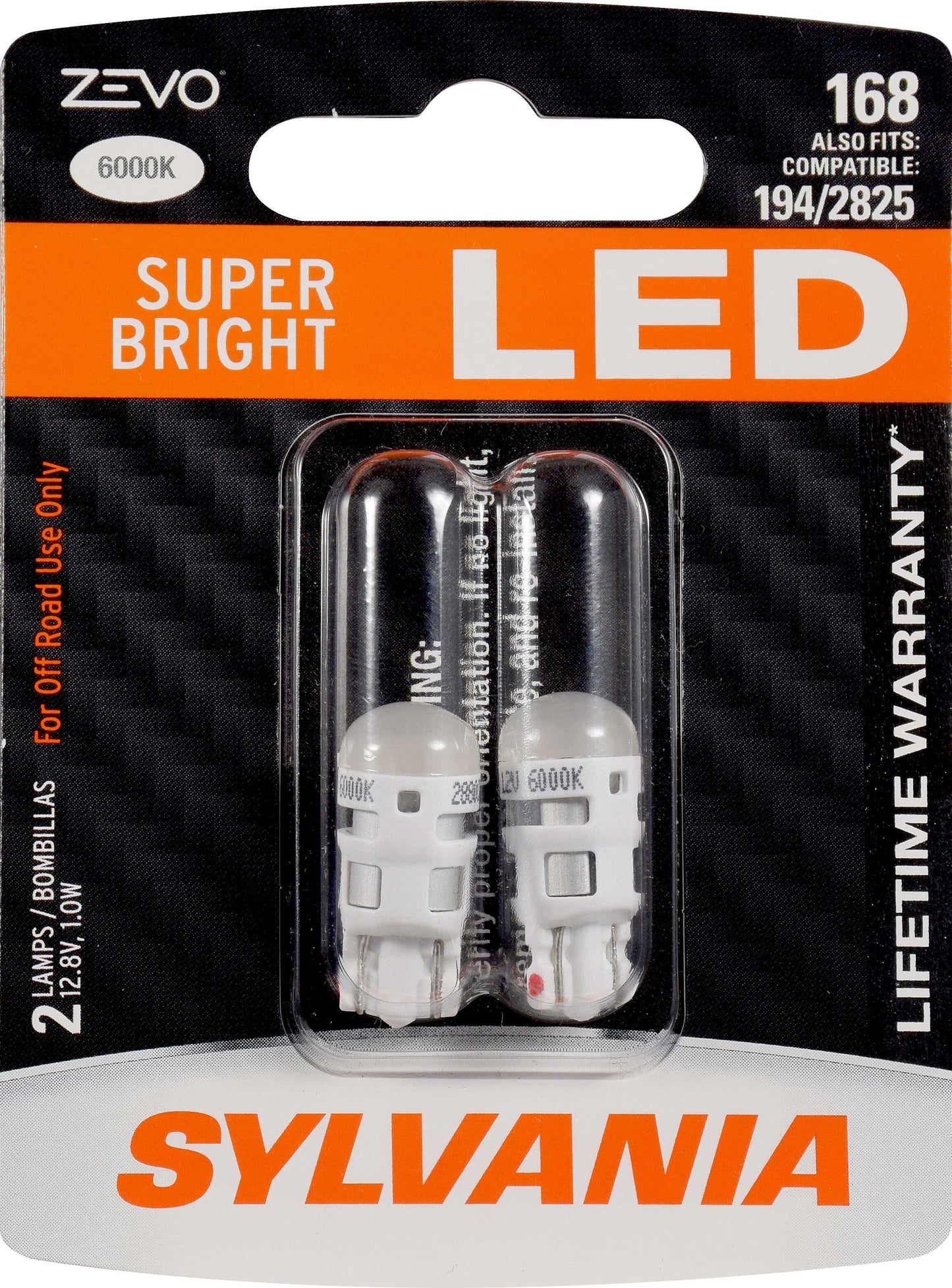 Sylvania Automotive 31910 Sylvania 168 White Zevo Led Mini, 2 Pack