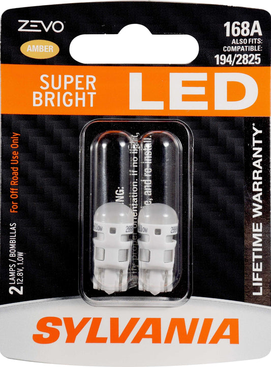 Sylvania Automotive 31912 Sylvania 168A Amber Zevo Led Mini Bulb, 2 Pack