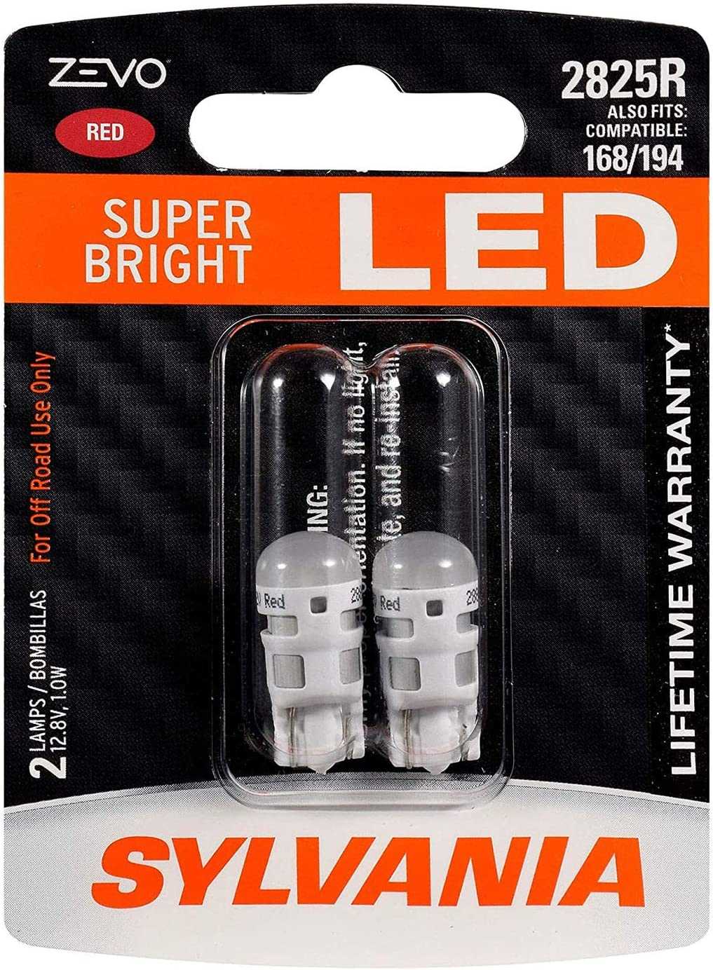 Sylvania Automotive 31930 Sylvania 2825R Red Zevo Led Mini, 2 Pack