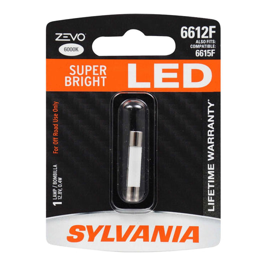 Sylvania Automotive 31938 Sylvania 6612F White Zevo Led Mini Bulb, 1 Pack