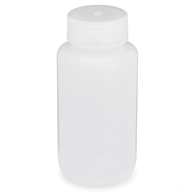 Globe Scientific 7020250 Bottle Wide Mouth LDPE Bottle Attached PP Screw Cap 250mL 12/Pack