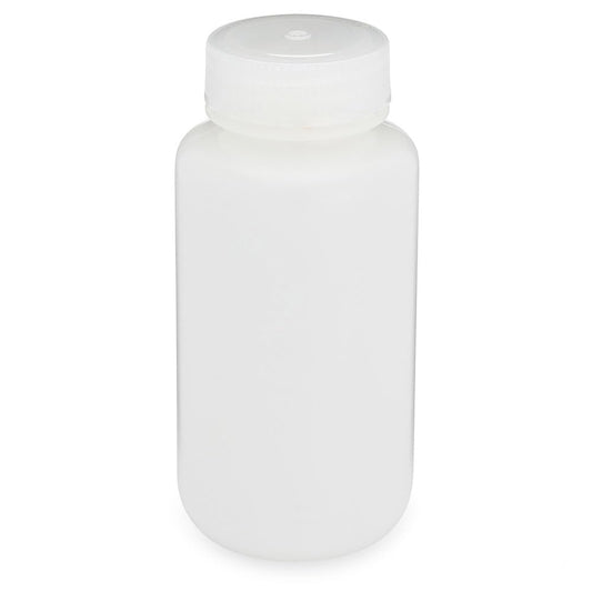 Globe Scientific 7010250 Bottle Wide Mouth HDPE Bottle Attached PP Screw Cap 250mL 12/Pack