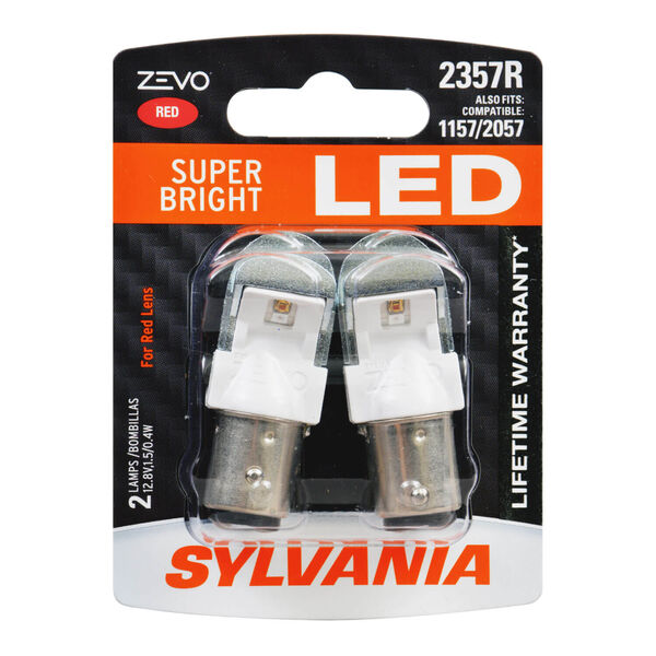 Sylvania Automotive 32765 Sylvania 2357R Red Zevo Led Mini, 2 Pack