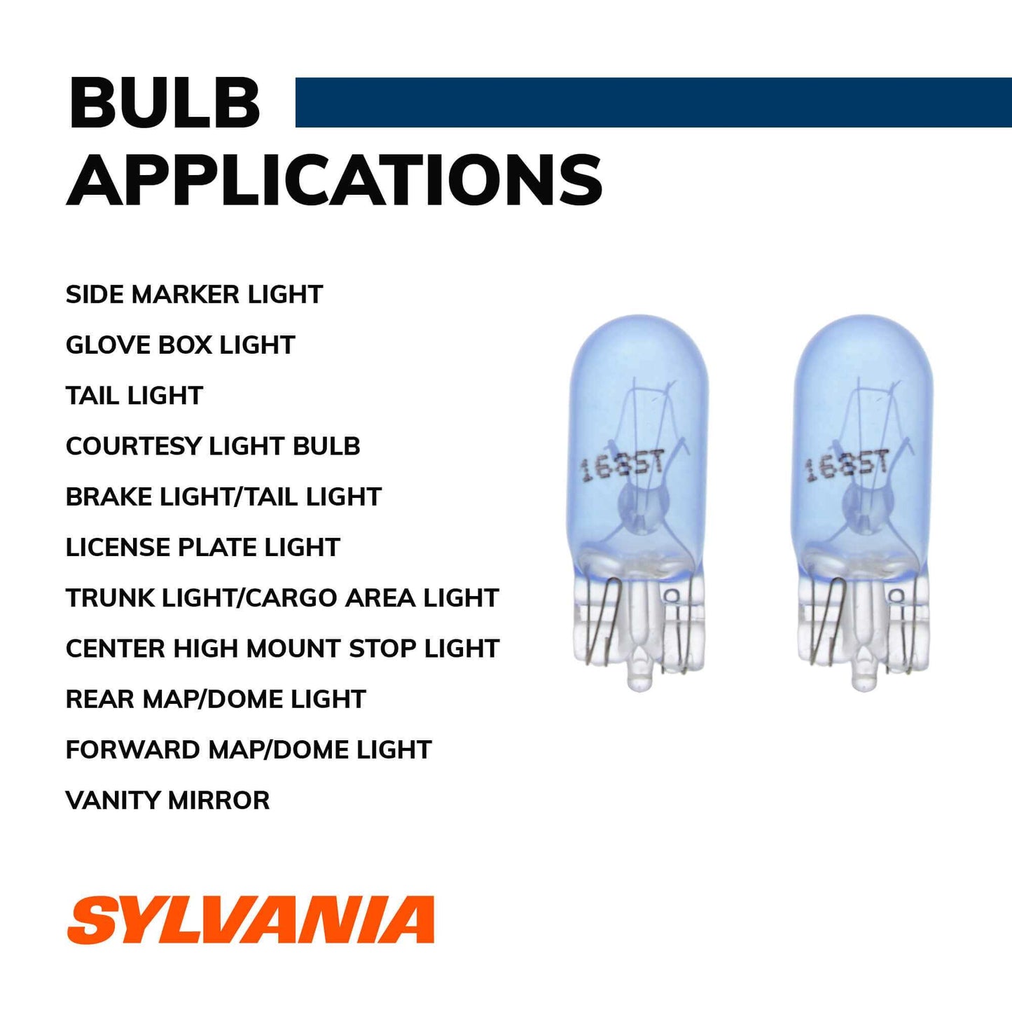 Sylvania Automotive 32824 Sylvania 168 Silverstar Mini Bulb, 2 Pack