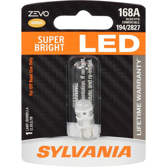 Sylvania Automotive 32898 Sylvania 168A Amber Zevo Led Mini Bulb, 1 Pack