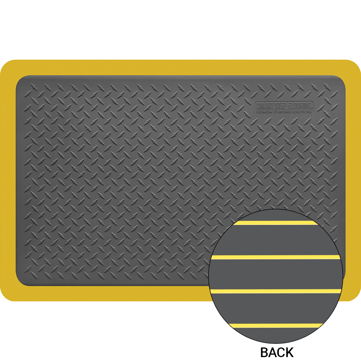 Smart Step 32MXGRYY Maxum Dual Performance Series, 3' x 2' x 3/4", Gray w/ Yellow Border