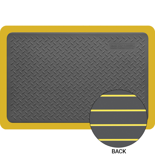 Smart Step 32MXGRYY Maxum Dual Performance Series, 3' x 2' x 3/4", Gray w/ Yellow Border