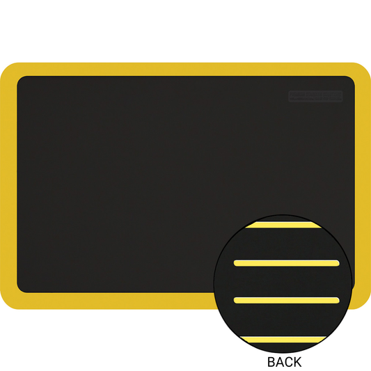 Smart Step 32SSBLKY Supreme Dual Gripper System Premium Performance Anti-Fatigue Mat, 3' x 2' x 3/4", Black w/ Yellow Border