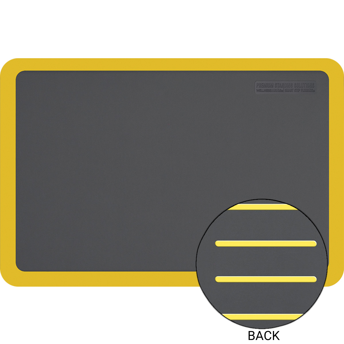 Smart Step 32SSGRYY Supreme Dual Gripper System Premium Performance Anti-Fatigue Mat, 3' x 2' x 3/4", Gray w/ Yellow Border