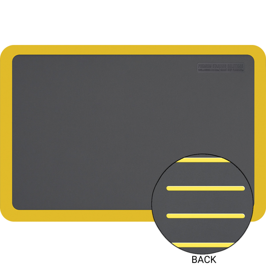 Smart Step 32SSGRYY Supreme Dual Gripper System Premium Performance Anti-Fatigue Mat, 3' x 2' x 3/4", Gray w/ Yellow Border