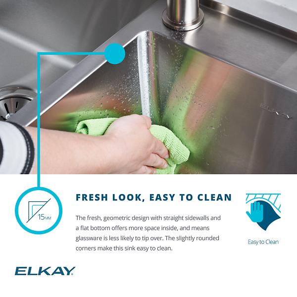 Elkay ECTSRSAD3322604 Crosstown® 18 Gauge Stainless Steel 33" x 22" x 6" 4-Hole Single Bowl Dual Mount ADA Sink