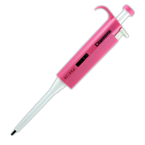 Globe Scientific 3301-1 Pipette Diamond Adjustable Volume 0.1 - 2.5uL Pink
