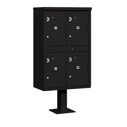 Mailboxes 3304BLK-U Salsbury Outdoor Parcel Locker with 4 Compartments in Black with USPS Access - Type II