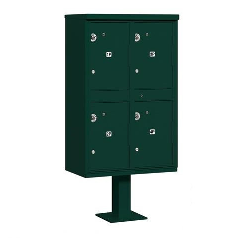 Mailboxes 3304GRN-U Salsbury Outdoor Parcel Locker with 4 Compartments in Green with USPS Access - Type II