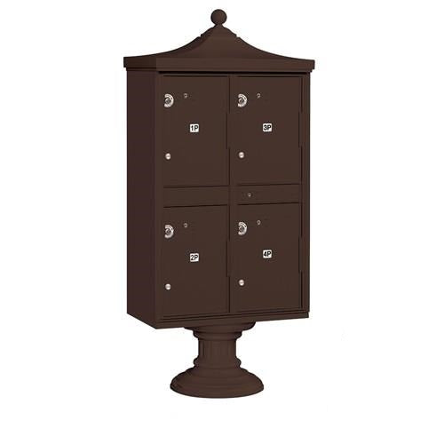 Mailboxes 3304R-BRZ-U Salsbury Regency Decorative Outdoor Parcel Locker with 4 Compartments in Bronze with USPS Access - Type II