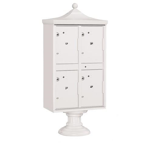 Mailboxes 3304R-WHT-U Salsbury Regency Decorative Outdoor Parcel Locker with 4 Compartments in White with USPS Access - Type II