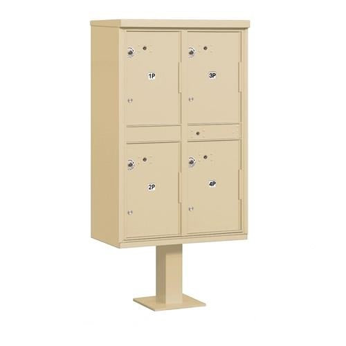 Mailboxes 3304SAN-U Salsbury Outdoor Parcel Locker with 4 Compartments in Sandstone with USPS Access  Type II