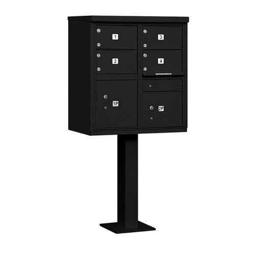 Mailboxes 3305BLK-U Salsbury Cluster Box Unit with 4 Doors and 2 Parcel Lockers in Black with USPS Access - Type V