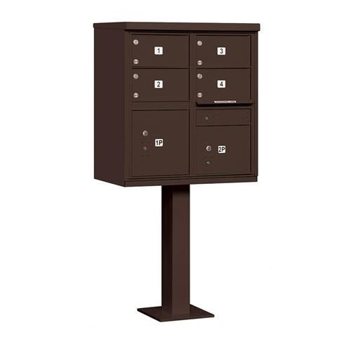 Mailboxes 3305BRZ-U Salsbury Cluster Box Unit with 4 Doors and 2 Parcel Lockers in Bronze with USPS Access - Type V