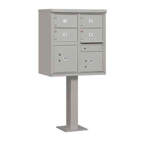 Mailboxes 3305GRY-U Salsbury Cluster Box Unit with 4 Doors and 2 Parcel Lockers in Gray with USPS Access - Type V