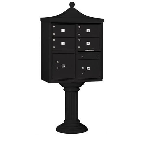 Mailboxes 3305R-BLK-U Salsbury Regency Decorative Cluster Box Unit with 4 Doors and 2 Parcel Lockers in Black with USPS Access - Type V