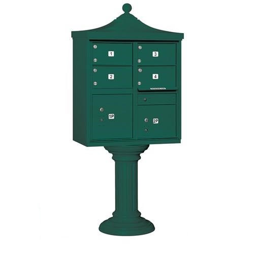 Mailboxes 3305R-GRN-U Salsbury Regency Decorative Cluster Box Unit with 4 Doors and 2 Parcel Lockers in Green with USPS Access - Type V