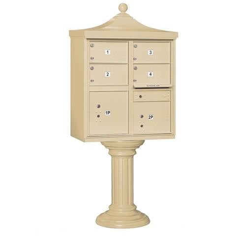 Mailboxes 3305R-SAN-U Salsbury Regency Decorative Cluster Box Unit with 4 Doors and 2 Parcel Lockers in Sandstone with USPS Access  Type V