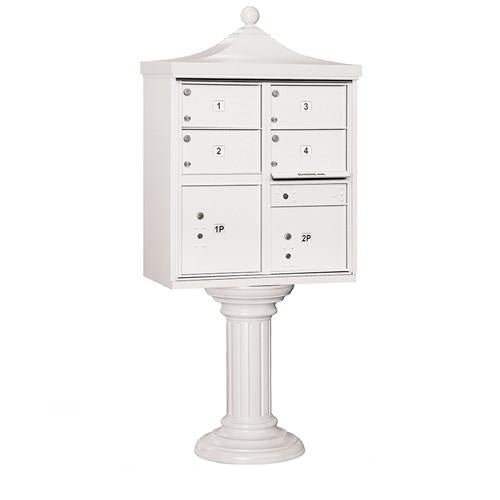 Mailboxes 3305R-WHT-U Salsbury Regency Decorative Cluster Box Unit with 4 Doors and 2 Parcel Lockers in White with USPS Access - Type V