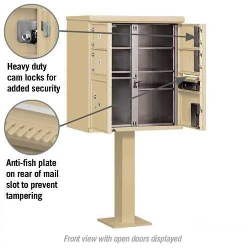 Mailboxes 3305SAN-U Salsbury Cluster Box Unit with 4 Doors and 2 Parcel Lockers in Sandstone with USPS Access  Type V